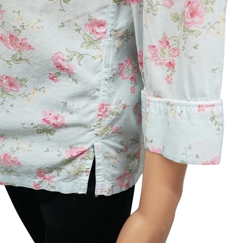 Pigiama Lauren Ralph Lauren pigiama top floreale LRL monogramma intagliato colletto abbottonato M - Foto 6 di 9