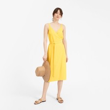 EVERLANE Yellow Goweave Triacetate Twill Midi Tank Wrap Dress, Size 8