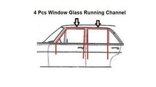 Mercedes Benz W123 Gummi T&uuml;r Fenster Laufschiene Dichtung Dichtungen 4 St&uuml;ck