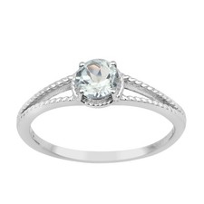 5MM Round Blue Topaz 925 Sterling Silver Solitaire Split Shank Women Ring