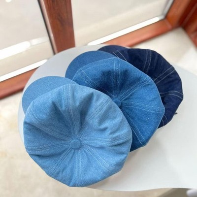 Damen Newsboy Cap Fashion Slouchy Vintage Denim für Autofahrten, Dates und