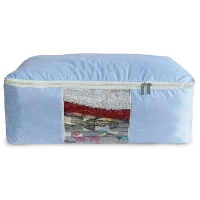 Periwinkle Quilt Blanket Storage Bag Organizer Comforter 22x15x8 Inch Linen