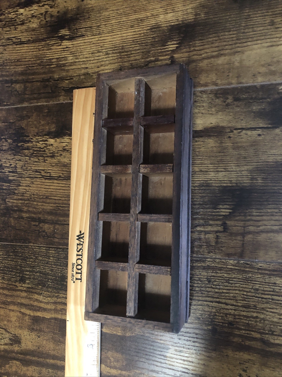 Wooden Thimble Display Case Dark Wood 8” X 3”