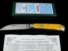 COOPER CUTLERY YELLOW JIG WHARNCLIFFE TRAPPER KNIFE USA LIKE CASE & GEC 5119YJBW