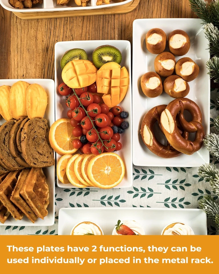 3 Tier Serving Tray Porcelain Tiered Serving Stand Collapsible Sturdier Rack ... - Image 4 of 4