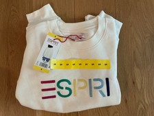 NEW Small Esprit Women's Logo Fleece Crewneck Sweatshirt Cream Viral 80's Costco