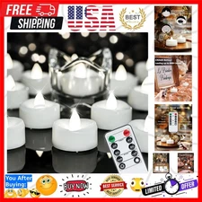 Flameless LED Tea Lights (12PCS) with Remote Control, 400+ Hr Glow - Pure White