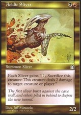 1 x Acidic Sliver - Stronghold - Light Play - MTG