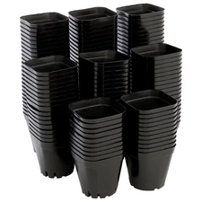150 Pack Small Plastic Square Plant Pots for Seedling Flower Indoor Outdoor 2.6"