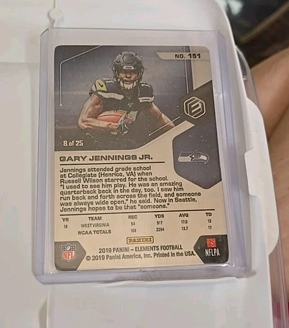 2019 Elements Gary Jennings rookie metal card 8/25 SEAHAWKS  - Image 2 of 2