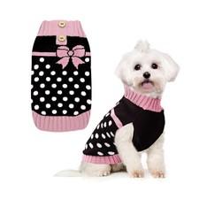 PETCARE Cute Dot Dog Sweater for Small Medium Dogs Girl with Purple Bowtie Kn...