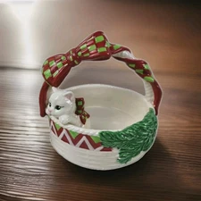 Yuletide Kitten Basket by Fitz & Floyd - Christmas 2008 