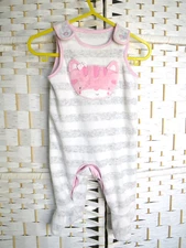 Mothercare Baby Girls Romper Playsuit Cat Motif Cotton Rich Size 0-3 Months