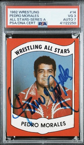 1982 WRESTLING ALL-STARS SER A #14 PEDRO MORALES SIGNED/AUTOGRAPHED