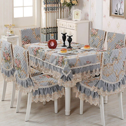 Chenille Rectangle Vintage Lace Tablecloth Events Round Dining Chair Cover - Picture 12 of 45
