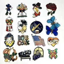16 Vintage Stained Glass Suncatchers LOT Window Hanging Ornaments