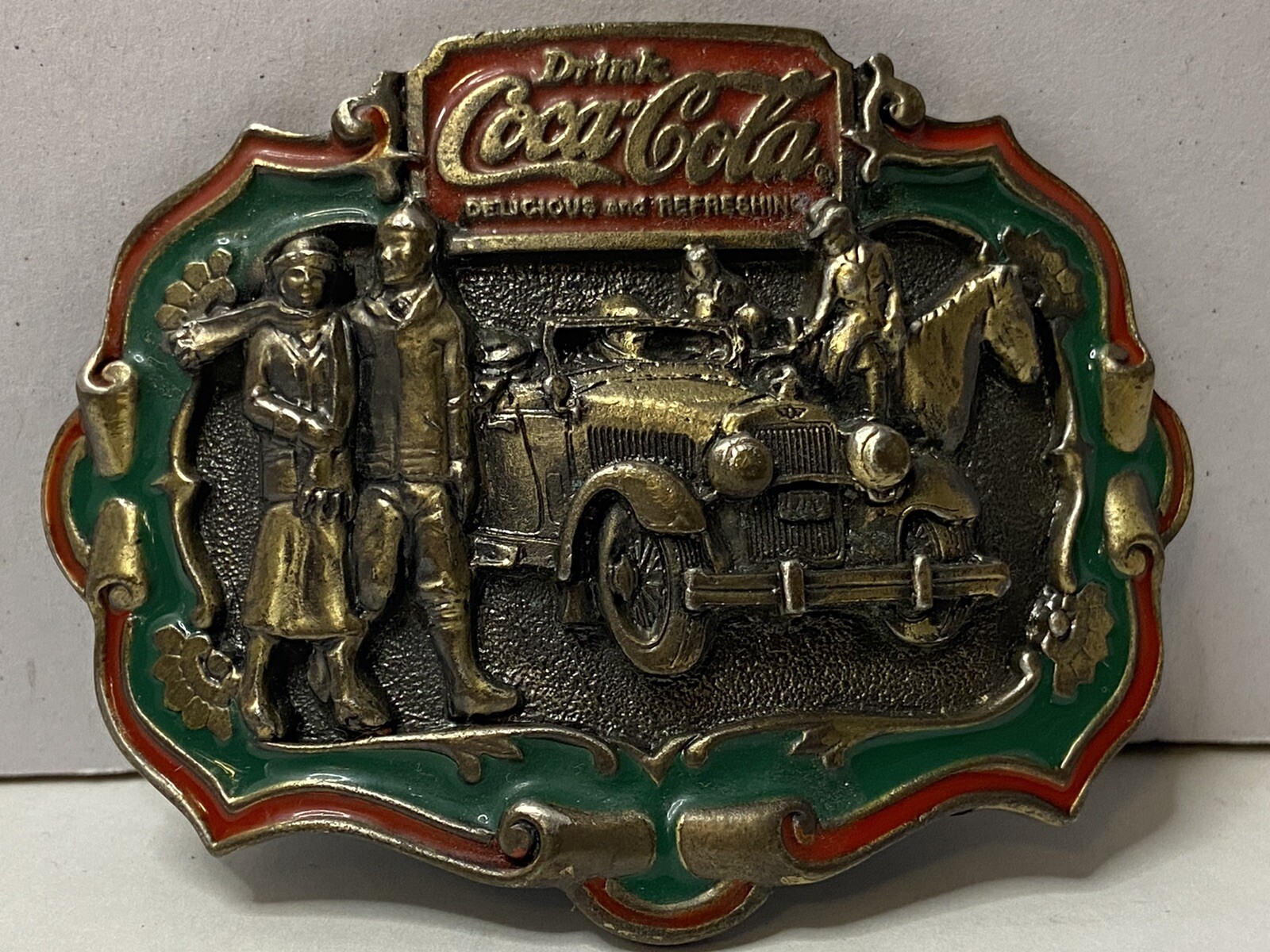 Coca Cola Belt Buckle Plate Vintage Pewter Rare Gem