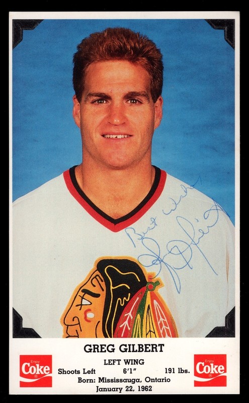 GREG GILBERT Chicago Blackhawks LW SIGNED 4" X 6" Photo PSA/DNA COA # AM54047