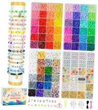 15000 Pcs Clay Beads Bracelet Making Kit, 4 Boxes 72 Colors 15000pcs