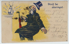 1906 Don't Be Alarmed Ebenezer Scrooge Clock Shock Top Hat Ringing Comi Postcard
