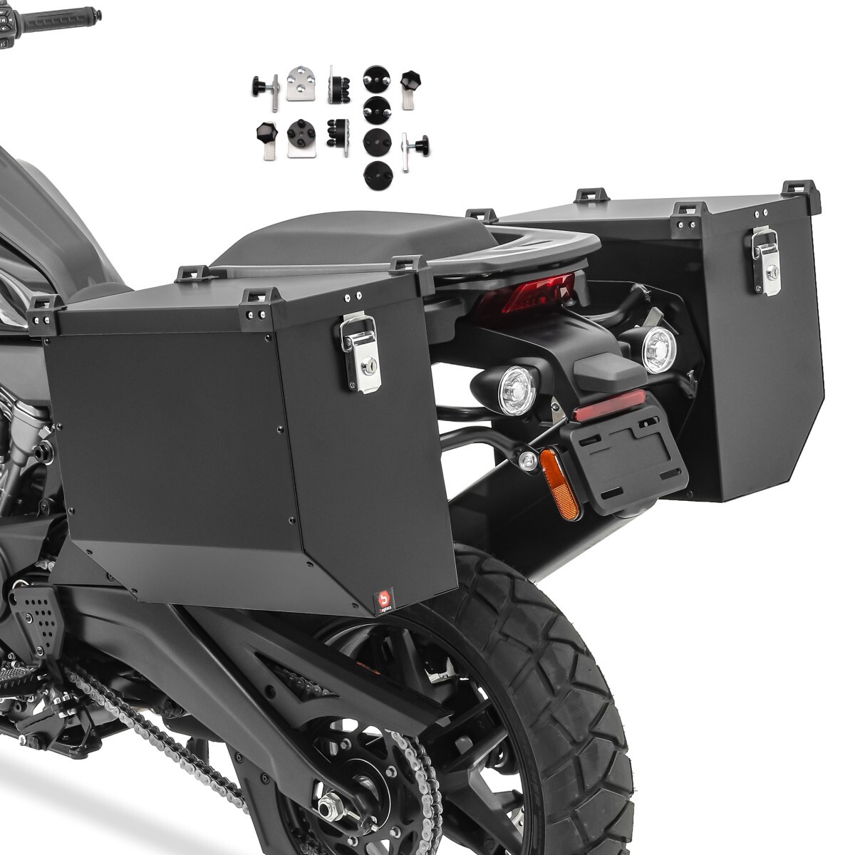 Alukoffer Motorrad Set Bagtecs Atlas 36-41L + Anbausatz für