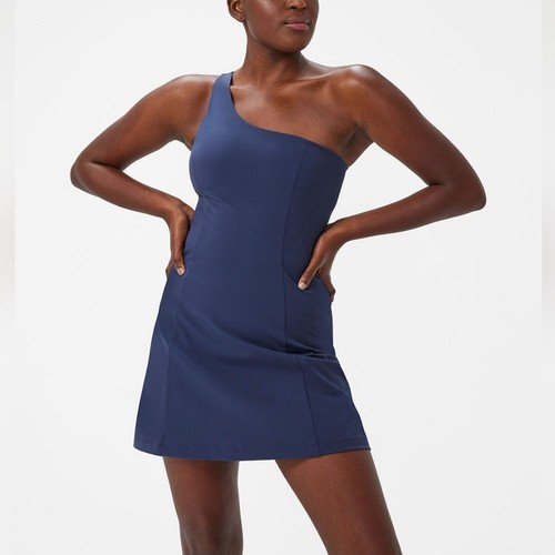 Outdoor Voices One Shoulder Athletic Dress with Bra Cups Blue Size Large