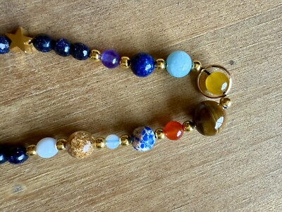 Gemstone Beaded Solar System Universe Eight Planets Healing Women Bracelet Gift