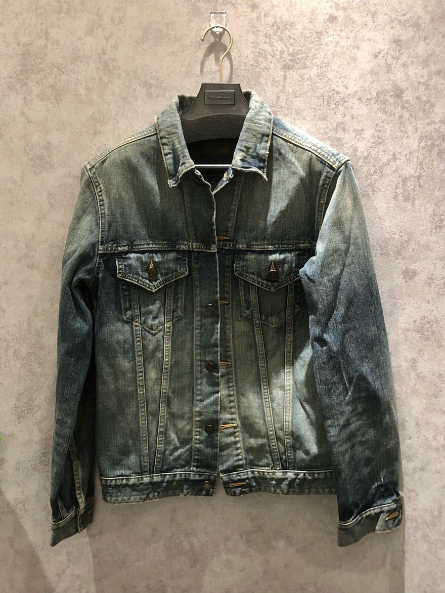 SAINT LAURENT ブラックサテンスタジャン　シャーク SAINT LAURENT PARIS YSL DENIM SHARK JACKET BLUE WASHED SWEET