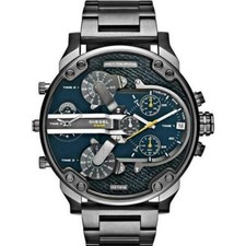 Image of DIESEL MENS WATCH DZ7331 XL 57MM STAINLESS STEEL GREY STRAP & BLUE DIAL GENUINE