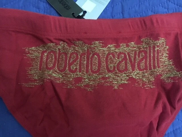 slip uomo roberto cavalli underwear slip's intimo rosso 48 SCRITTA ORO IDEA GIFT - Immagine 2 di 4