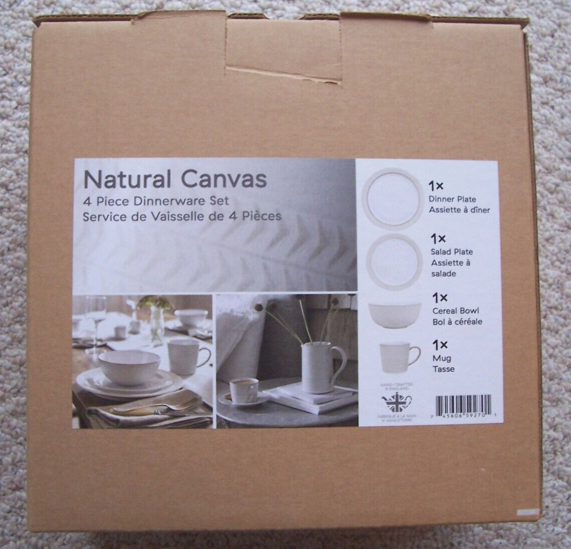 Denby Natural Canvas Pc White Dinnerware Set Dinner Salad Plate Bowl Mug