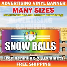 SNOW BALLS Advertising Banner Vinyl Sign Ice Cream Snow Cones Shaved Ice Dessert