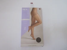 SILK IMPRESSIONS 2 Pair High Waisted COFFEE BEAN Shimmer Sheer Pantyhose S