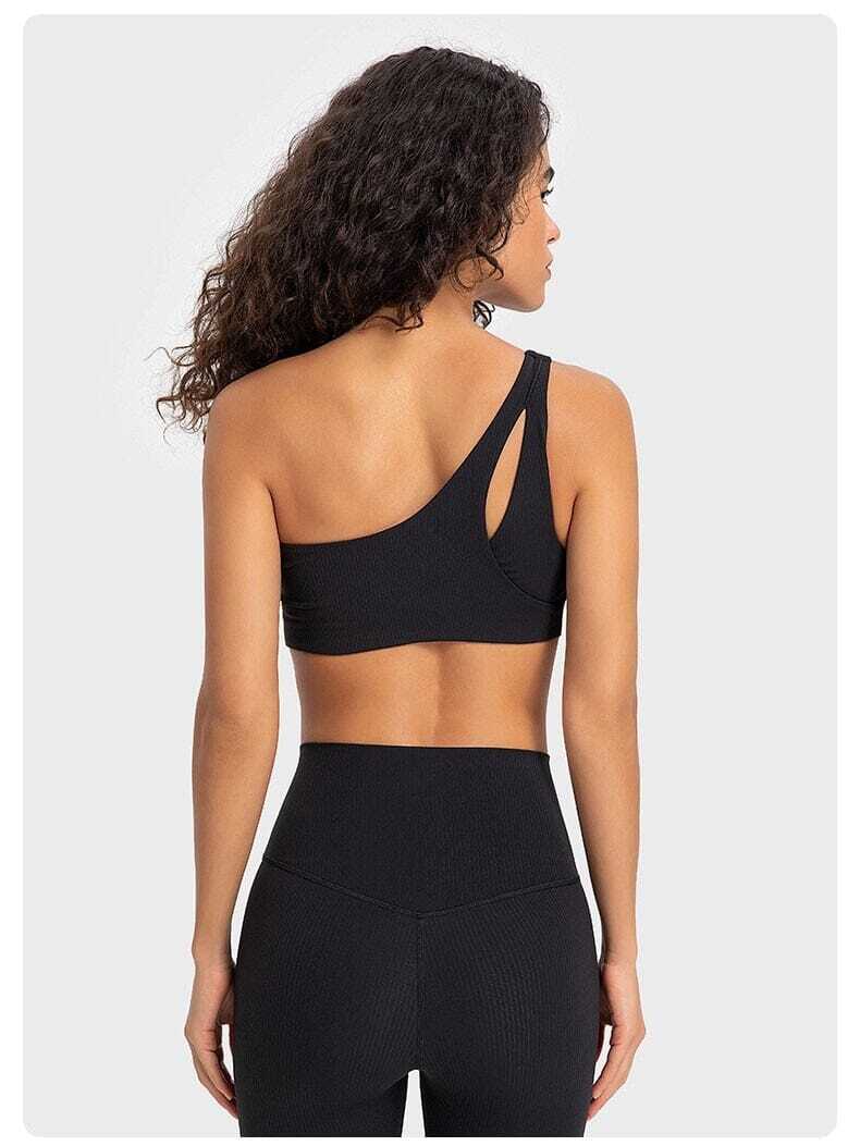 Soutien-gorge sport confortable une bretelle brassière asymétrique fitness femme l