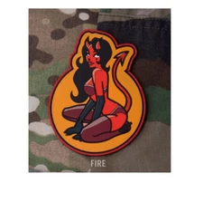 Milspec Monkey MSM Morale Patch - DEVIL GIRL- FIRE RED color in PVC Rubber -NEW
