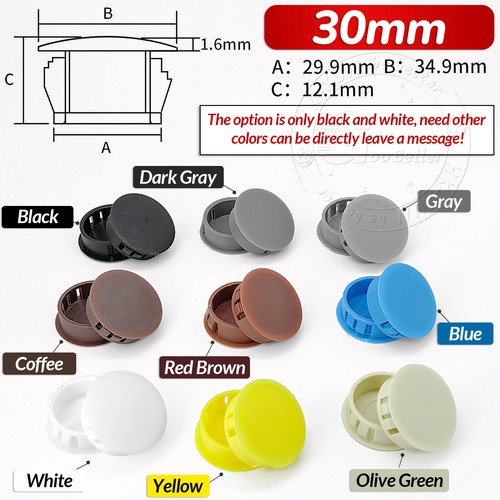 Hole Plugs Plastic Blanking Masking Finishing Inserts / Black or White 5-60 mm - Picture 22 of 32
