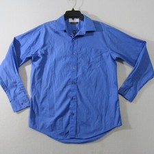 George Shirt Mens Medium Blue Button Up Long Sleeve Pocket Casual Men
