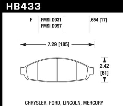 Hawk Performance HB433F.654-BE HPS Disc Brake Pad