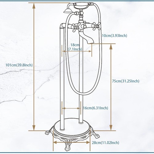 Shower System Freestanding Tub Faucet Rain Shower Head Floor Mounted Mixer Tap - Picture 45 of 72