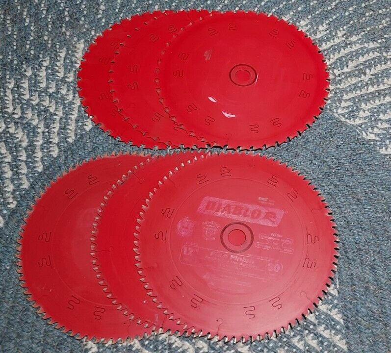 Lot of 6 USED 12" Diablo Miter Saw Blades 3 44 Tooth and 3 80 Tooth