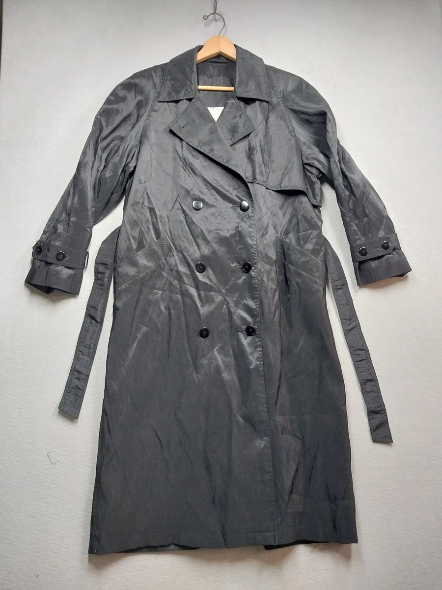 BREM Rainwear Trench Coat Women s Size 12 Black Long Belted Rain Jacket