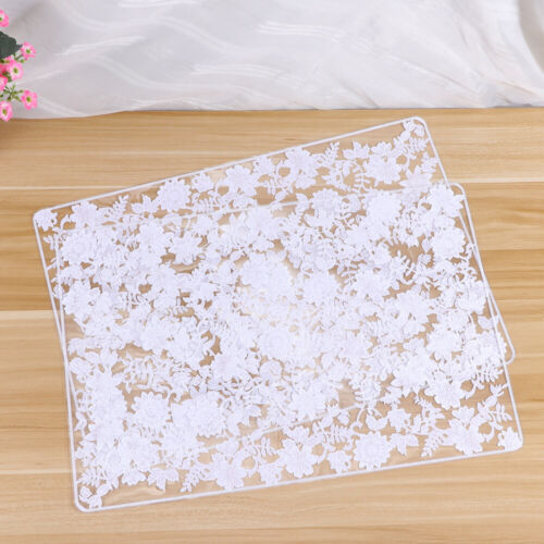 2 Pcs Solid Color Transparent PP Placemat Beautiful Lace Flower Drink Coaster - Picture 1 of 17