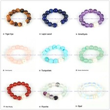 Fashion 4mm Multicolor Gemstone Beads  4-5mm White Pearl Stretch Ring