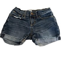 Old Navy Girls Jean Shorts Size 7 EUC Adjustable Waist cuff Rolled Hem