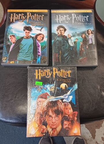 Lot Of 3 Harry Potter DVDs Sorcerer's Stone Prisoner Of Azkaban Goblet Of Fire - Afbeelding 1 van 4