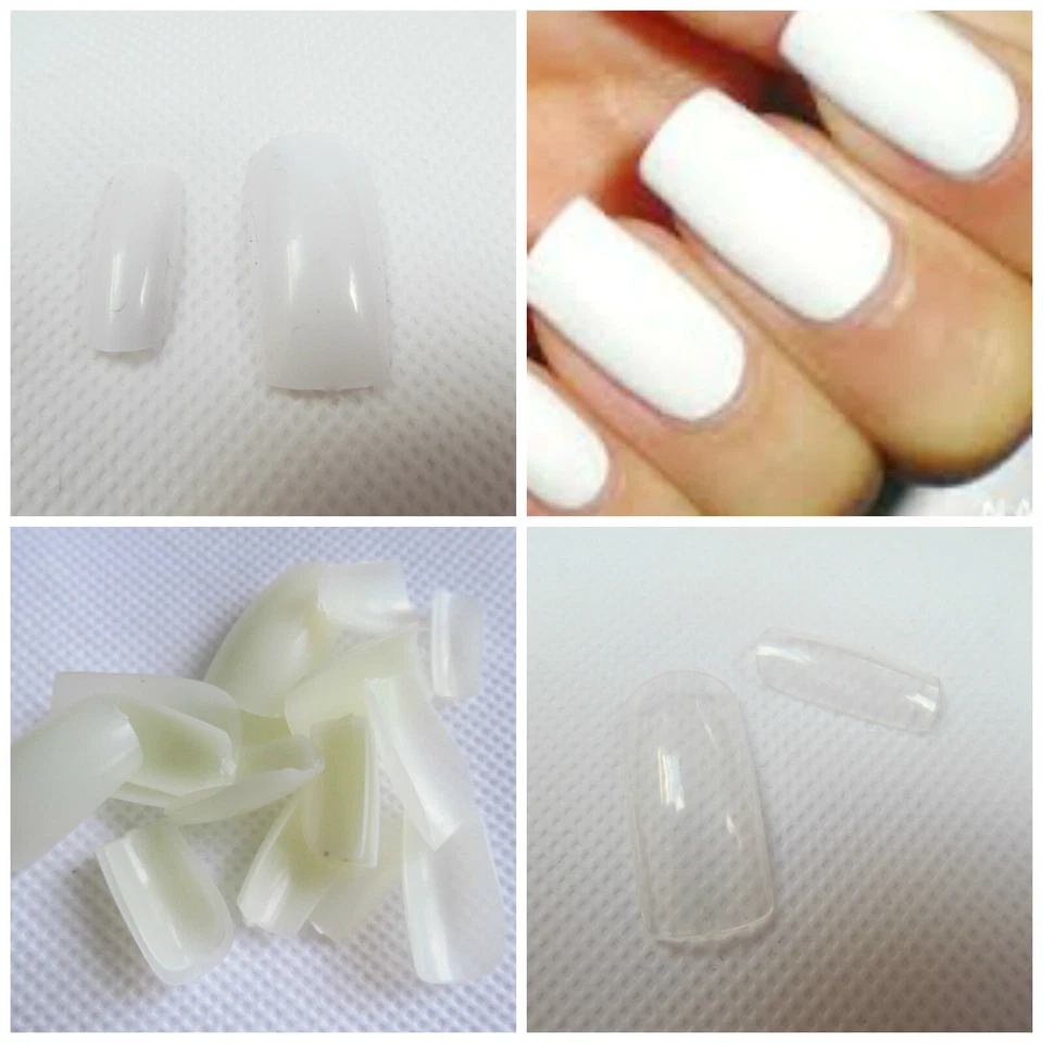 FAT-CATZ-COPY-CATZ 100 x WHITE, CLEAR or OPAQUE FALSE FAKE ACRYLIC FRENCH FULL COVER NAILS MAKEUP