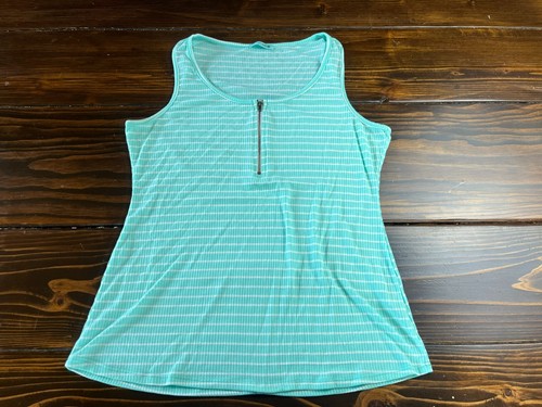 P.S. KATE Tank Top, Women's Size Large, Green White, Striped, Sleeveless