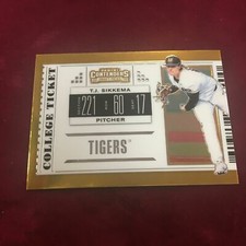 2019 Contenders Draft Picks  RC TJ SIKKEMA College Ticket Detroit Tigers @JY46