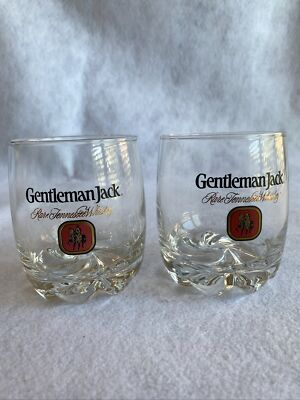 Gentleman Jack Collectible Glasses Rare Tennessee Whiskey Set of 2 * EUC
