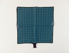  NO CUSTOMS TAX ISAIA Napoli blue geometric print wool pocket square authentic
